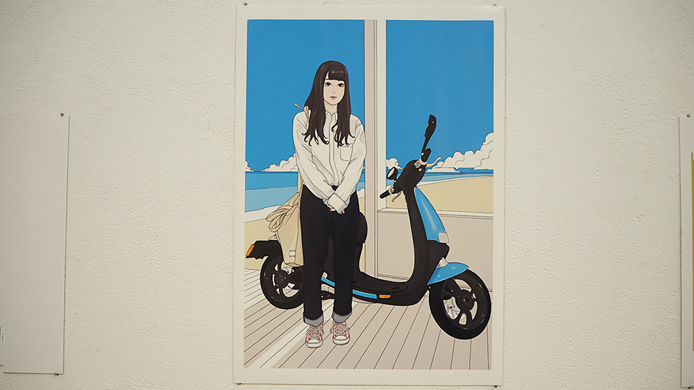 バイクと女の子のイラスト